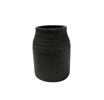 Natural Terracotta Vase - Black 6.3" H &  5.5" Dia
